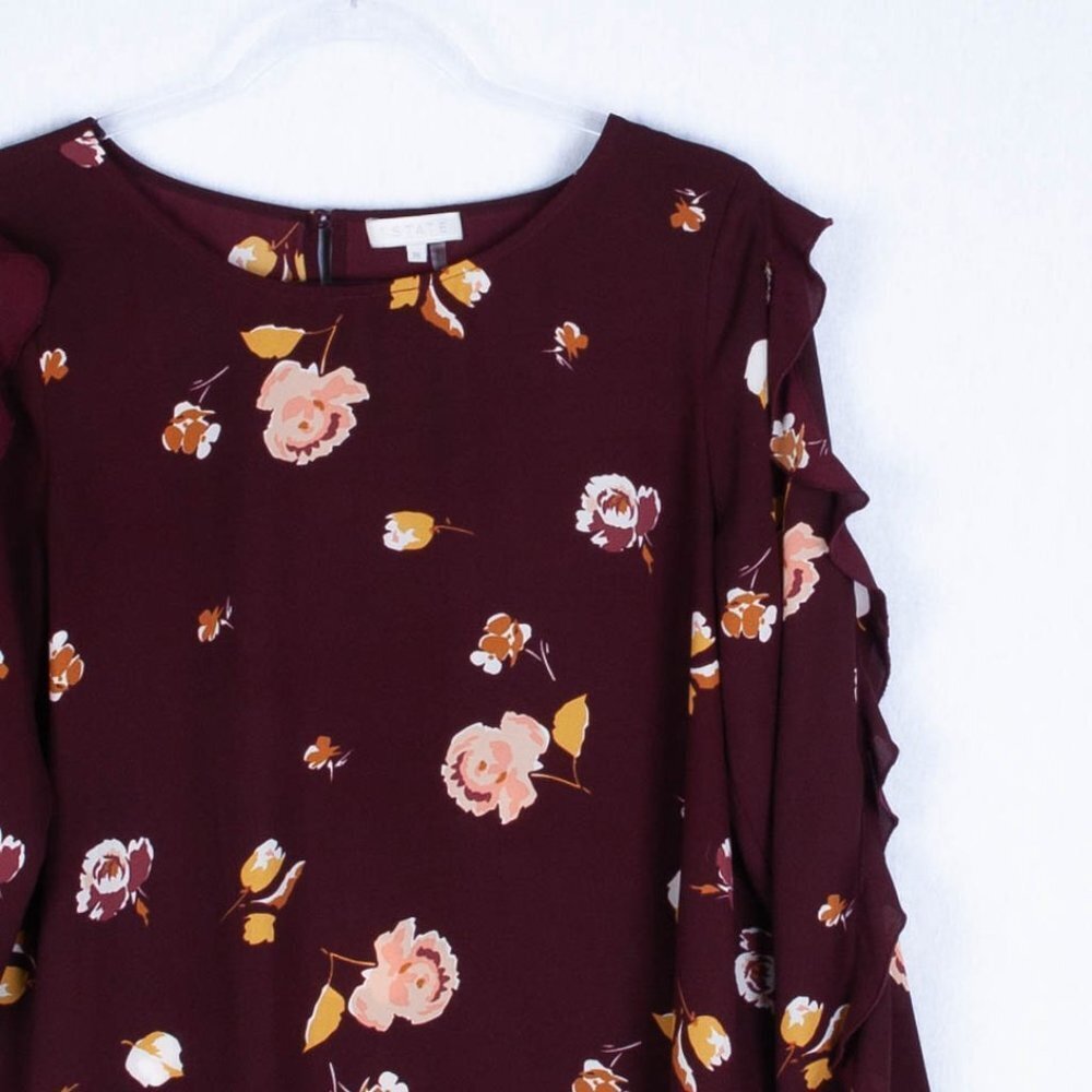1. State Floral Ruffle‎ Blouse Size Medium - Picture 2 of 8